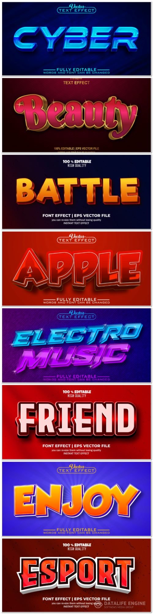 3d editable text style effect vector vol 937