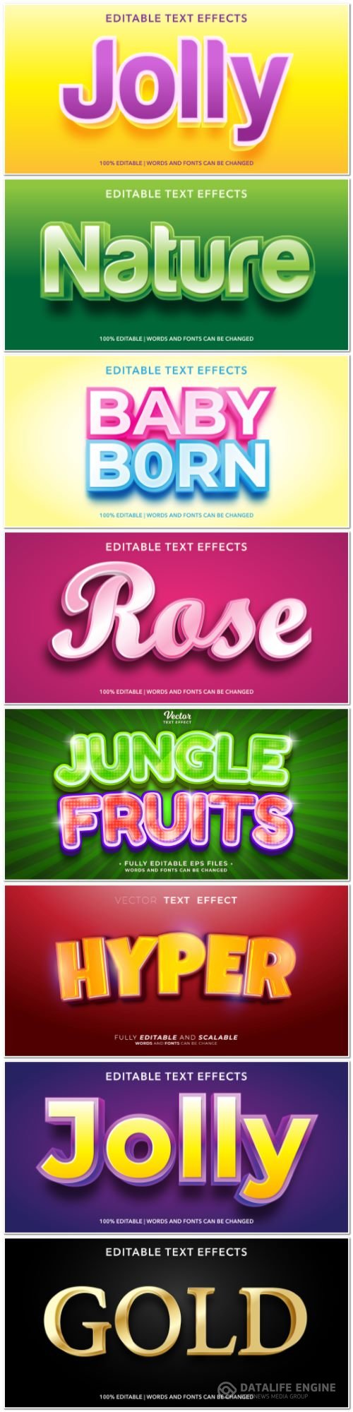 3d editable text style effect vector vol 939