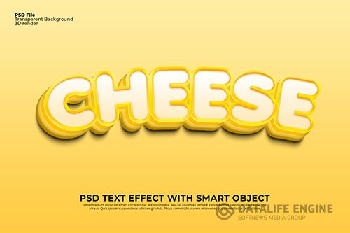 Editable cheese text 3d effect photoshop yellow color