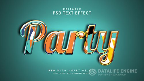 Party text effect editable text smart object