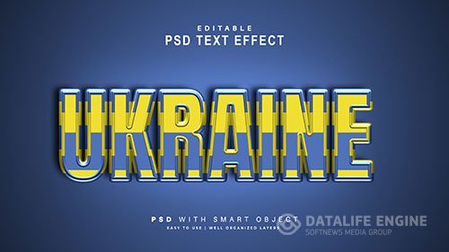 Ukraine text effect editable text smart object