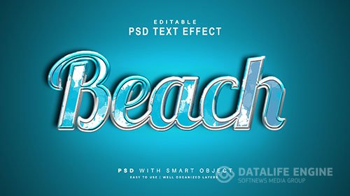 Beach text effect editable text smart object