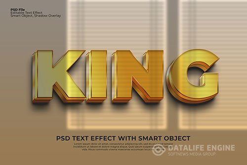 Editable king text 3d effect photoshop