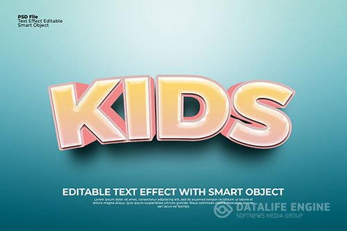 Editable kids text 3d effect photoshop