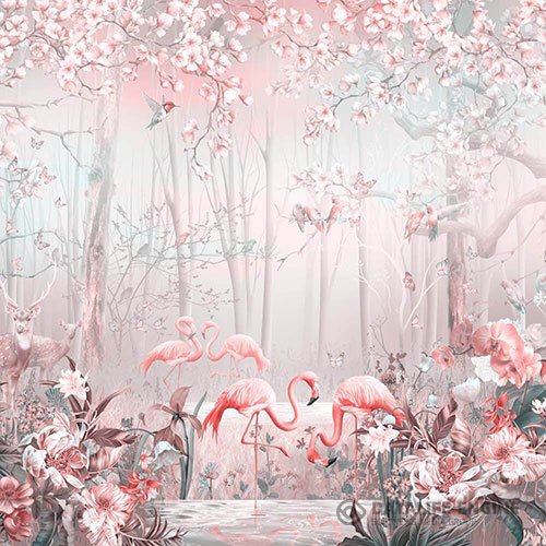 3D texture pink flamingo and nature
