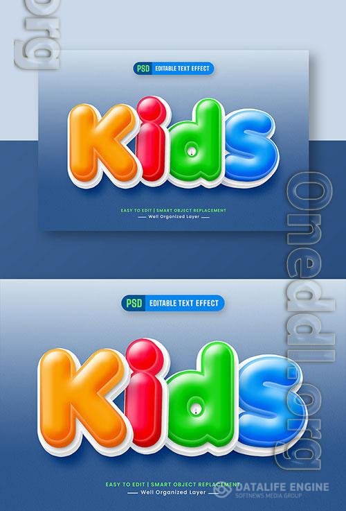 Colorful kids cartoon 3d editable text style effect