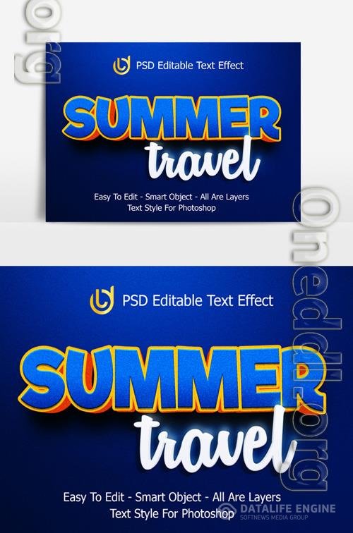 Effects Summer Travel Text 3D Easy Edit Psd Template