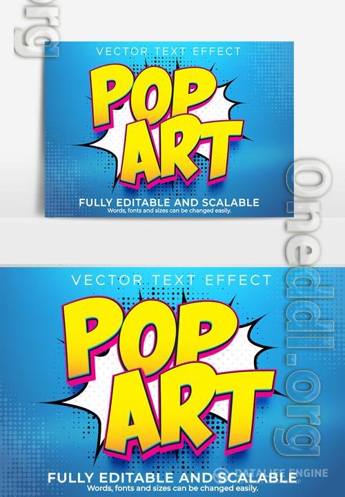 Pop Art Text Effect With Yellow Color on Blue Background