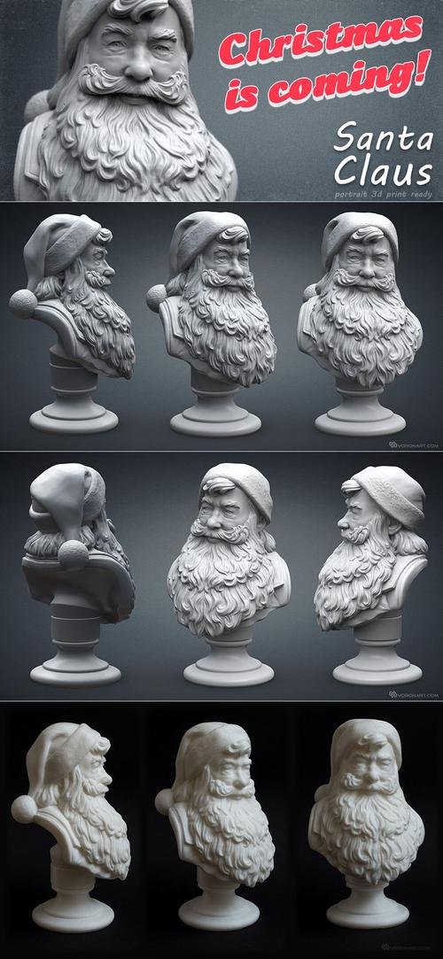Santa Claus Portrait Bust – 3D Print