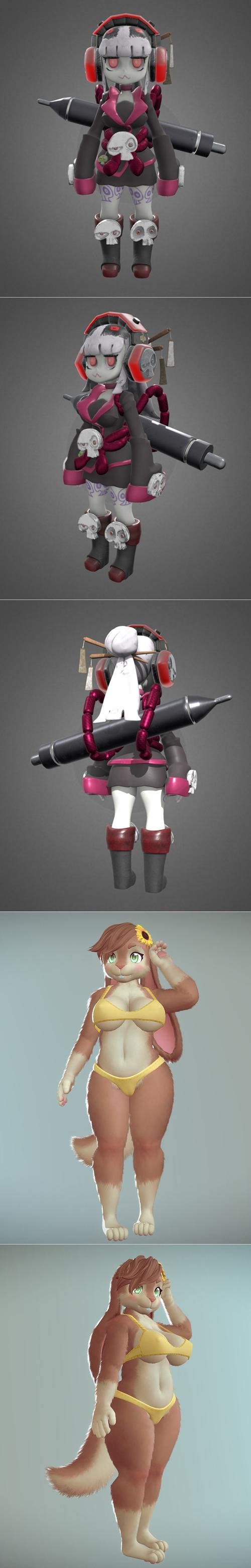 Female Stylized Samurai and Akane – 3D Print