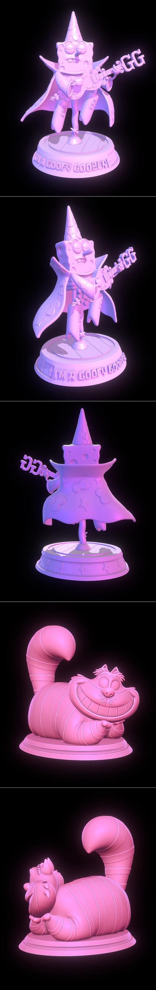 SpongeBob Goofy Goober and Cheshire cat - Alice in Wonderland – 3D Print