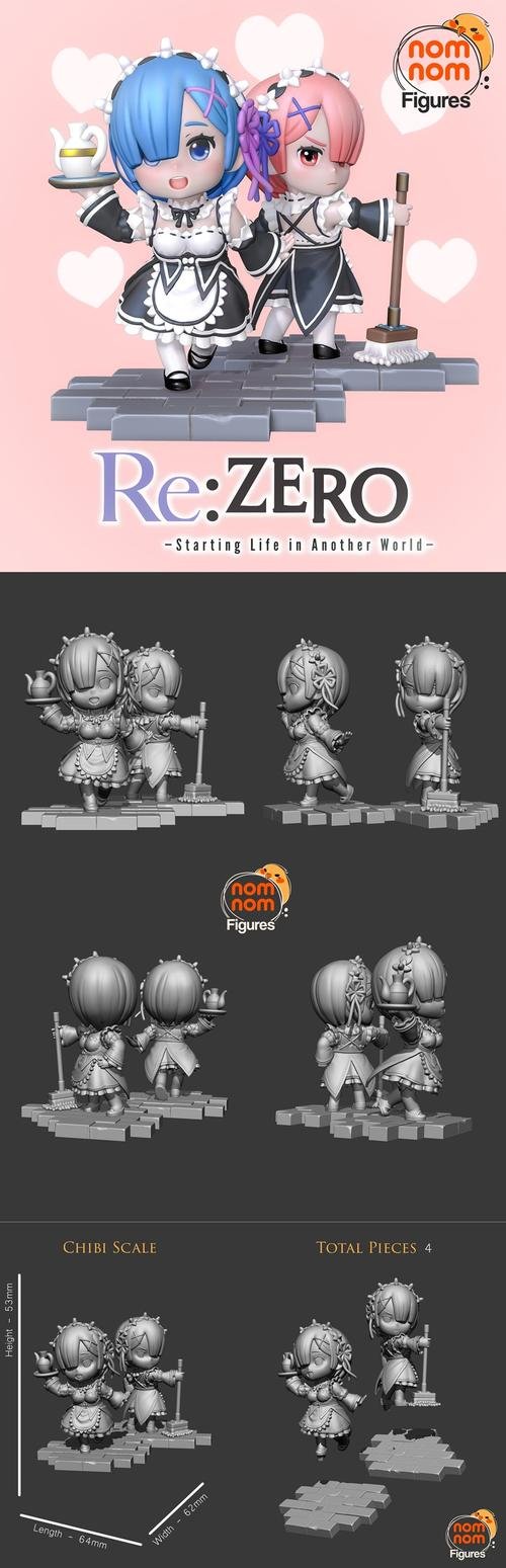 Chibi Rem Ram from ReZero – 3D Print