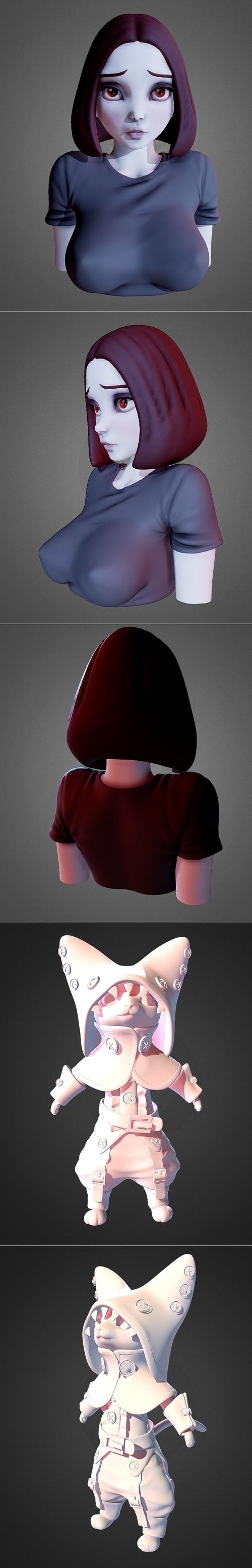 Bad Girl Morning Sketch and Cat High Dec – 3D Print