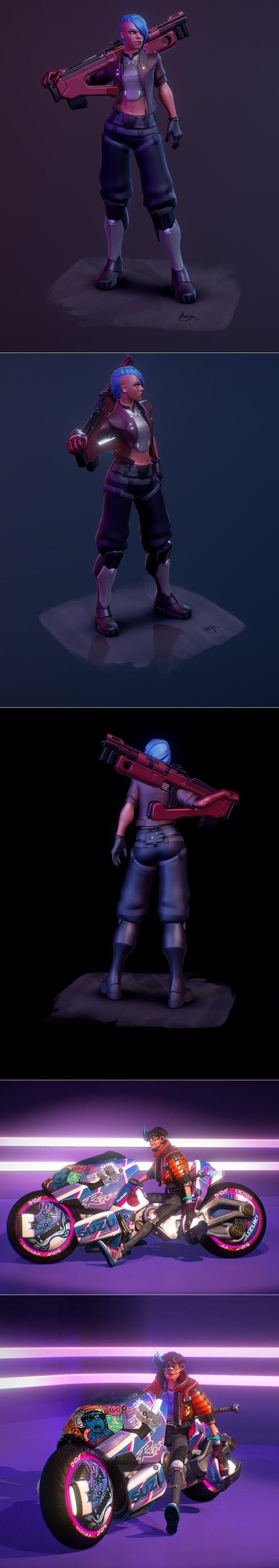 Cyber Punk Character Model and Akira Biker – 3D Print