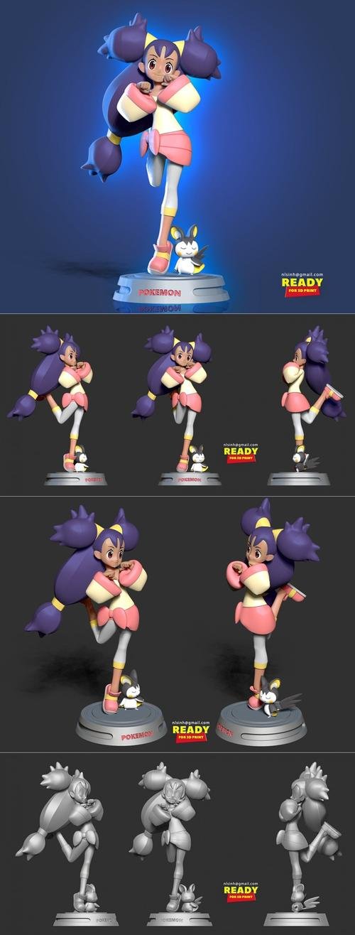 Iris and Emolga - Pokemon Fanart – 3D Print