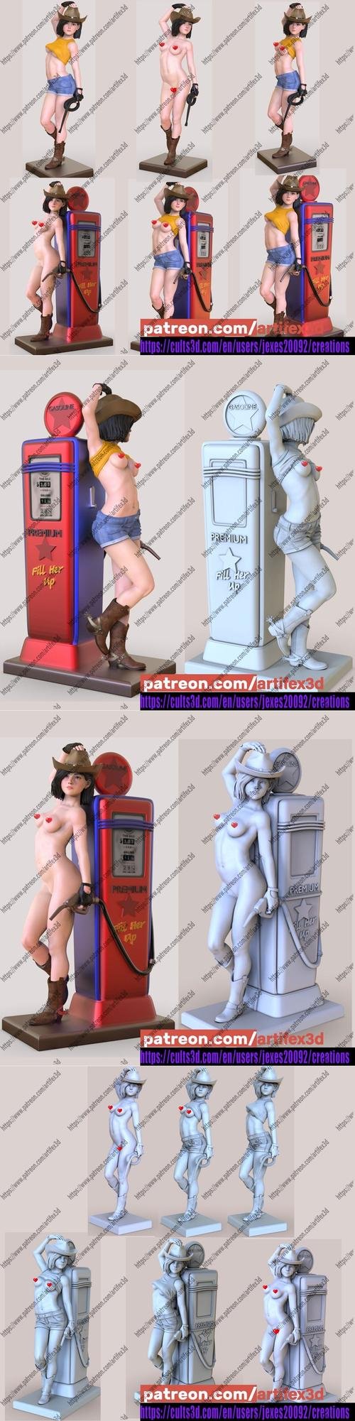 Cowboy Girl At The Gas Station – 3D Print